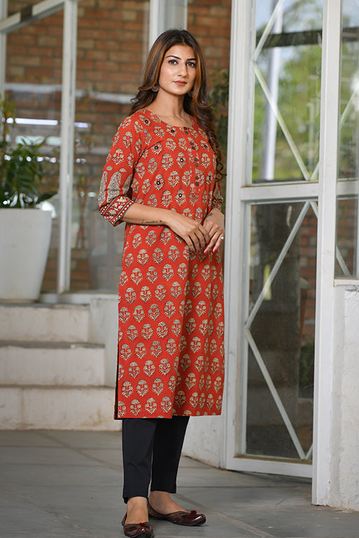 Orange Jaal Kurta, 57% OFF