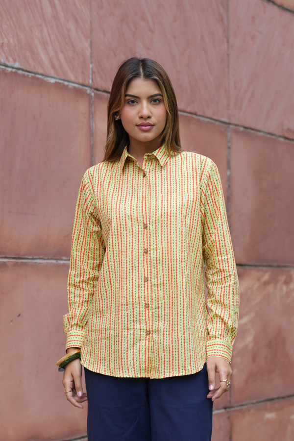 Womens Printed Collared Shirt