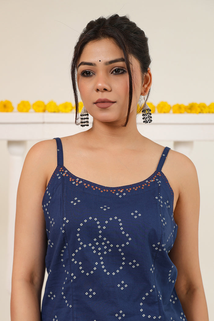 Strappy top with embroidery detail