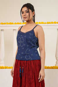 Maroon Crushed Cotton Long Maxi Skirt