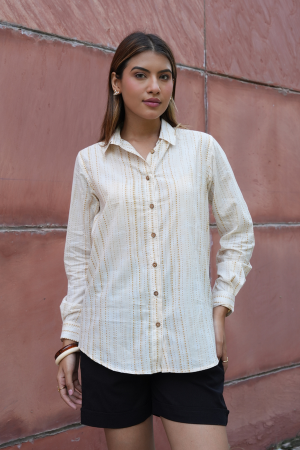 Womens Printed Collared Shirt