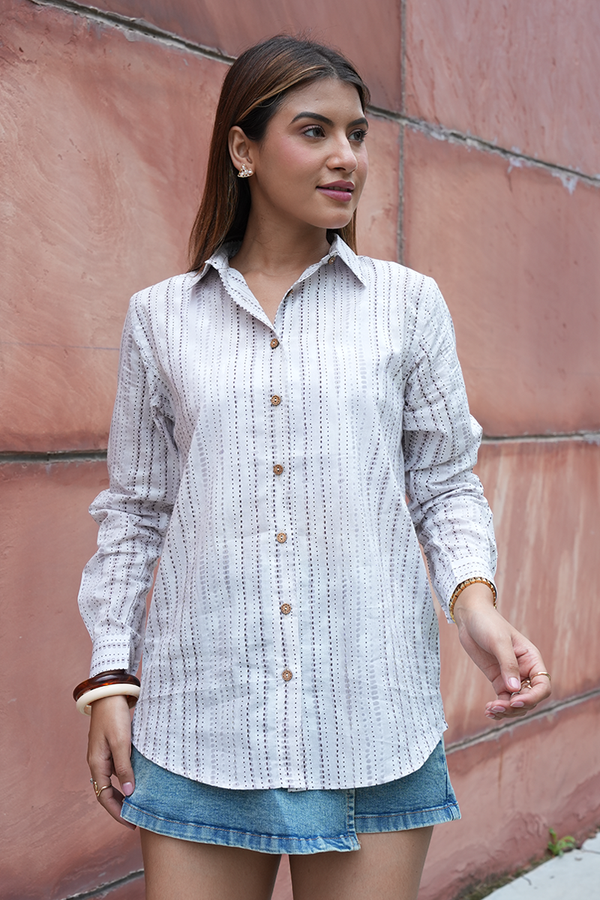 Womens Printed Collared Shirt