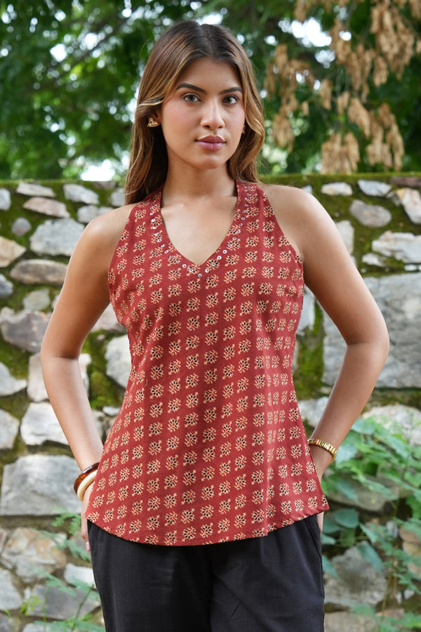 Womens Printed Sleeveless Top