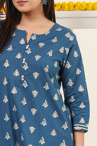 Cotton Gold print Kurta with Gota detail