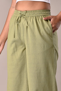 Linen-Cotton Culottes Olive Green