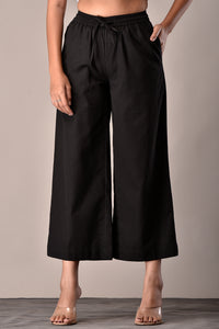 Linen-Cotton Culottes Black