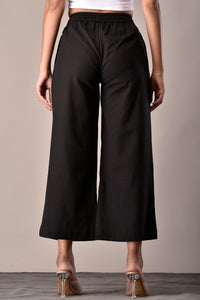 Linen-Cotton Culottes Black