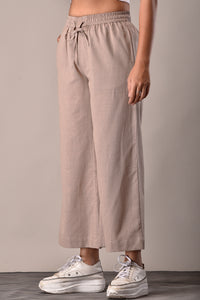 Linen-Cotton Culottes Khakhi Beige