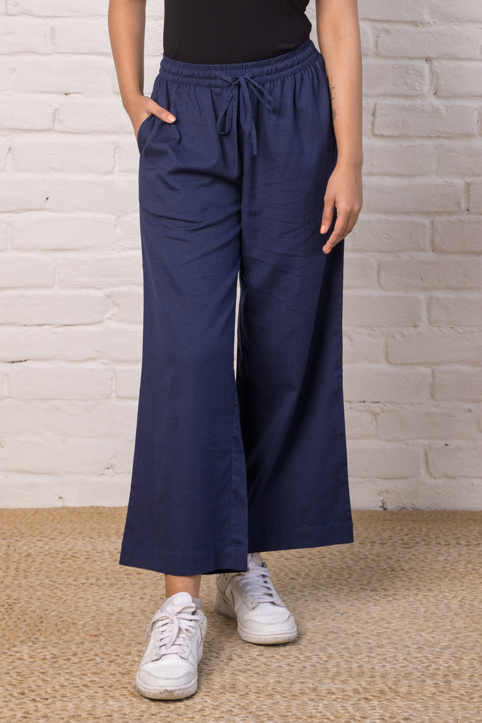 Linen-Cotton Culottes Indigo