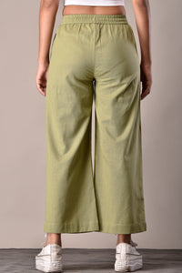 Linen-Cotton Culottes Olive Green