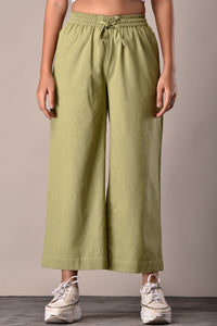 Linen-Cotton Culottes Olive Green