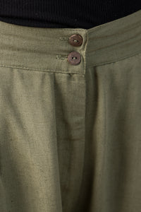 Linen Blend Jogger Style Pant in Olive