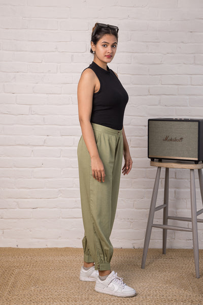 Linen Blend Jogger Style Pant