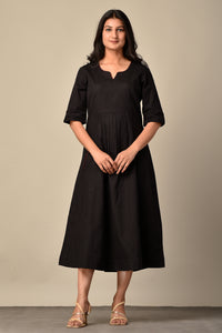 Linen Long Dress in Black