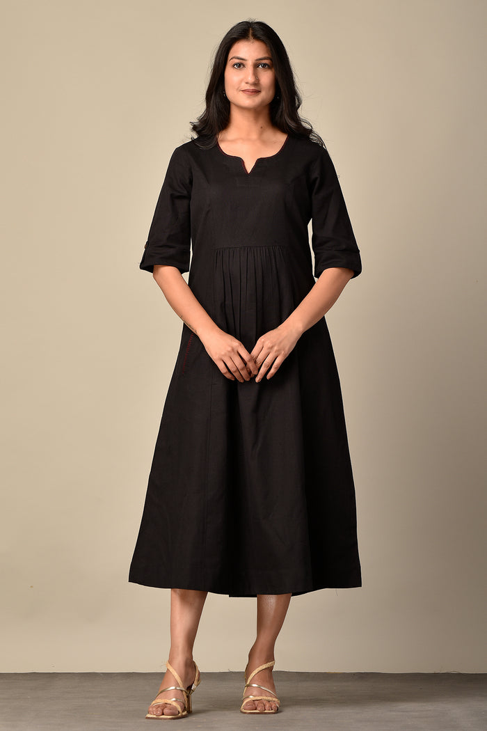 Linen Long Dress in Black