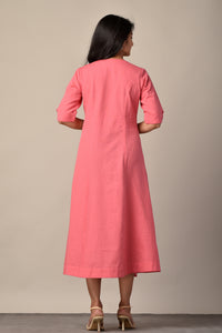 Linen Long Dress in Peach