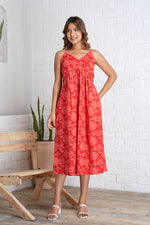 Strappy Mahi Dress with Embroidery Detail in Jaipur Prints