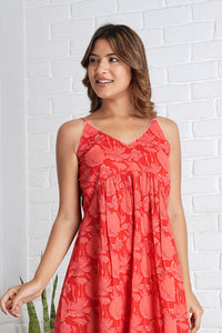 Strappy Mahi Dress with Embroidery Detail in Jaipur Prints