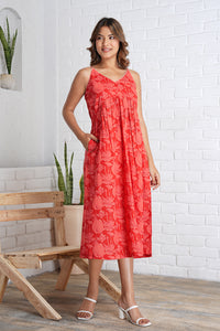 Strappy Mahi Dress with Embroidery Detail in Jaipur Prints