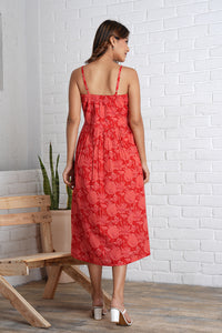 Strappy Mahi Dress with Embroidery Detail in Jaipur Prints