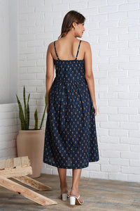 Strappy Mahi Dress with Embroidery Detail in Jaipur Prints