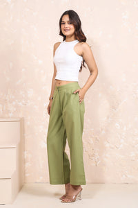 Linen Pleated Wide Leg Pants