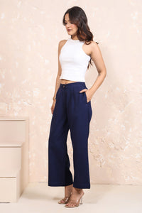 Linen Pleated Wide Leg Pants