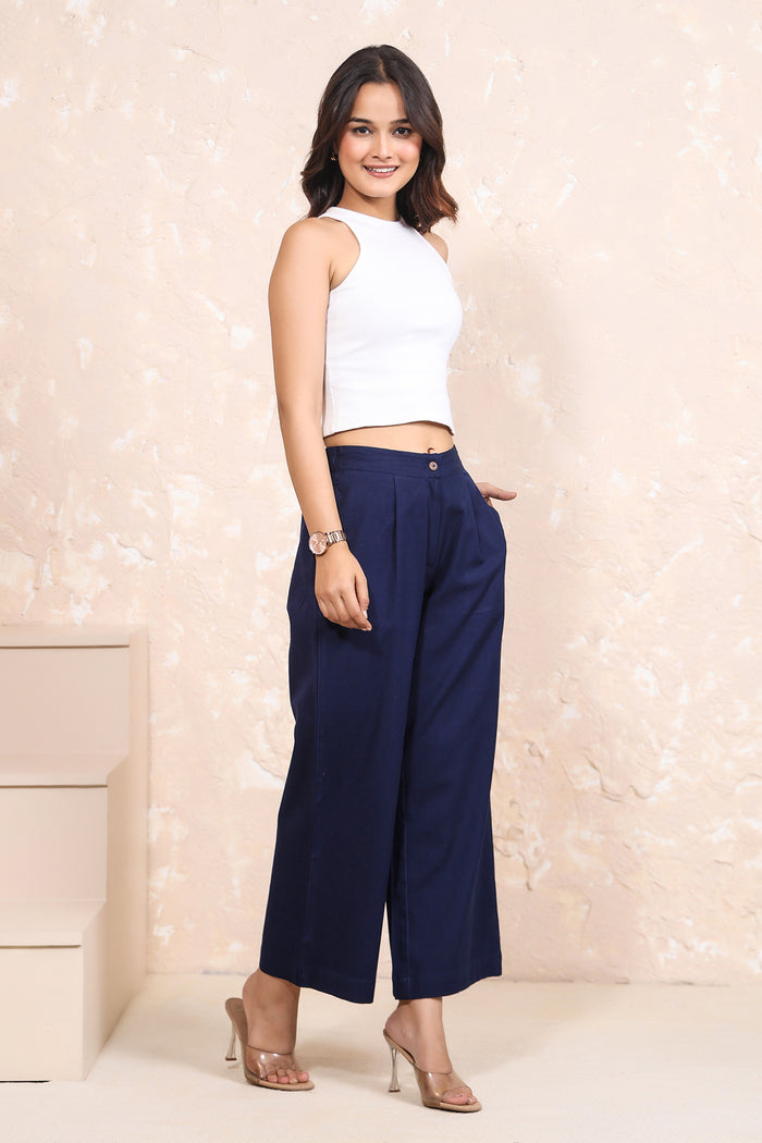 Linen Pleated Wide Leg Pants
