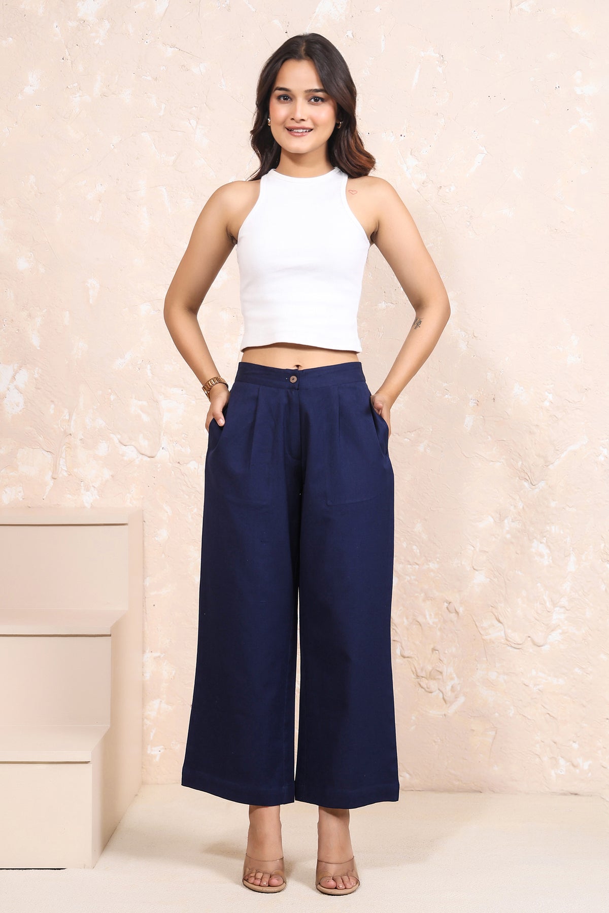 Linen Pleated Wide Leg Pants