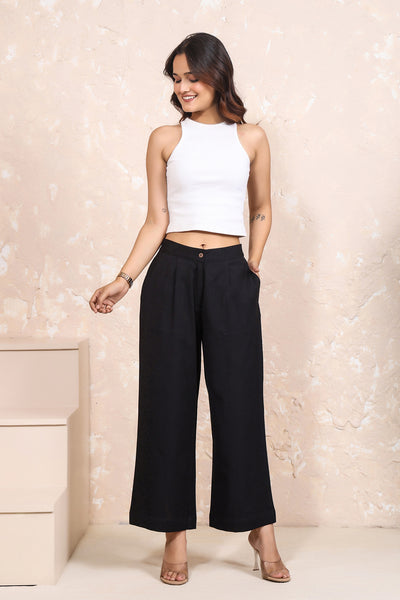Linen Pleated Wide Leg Pants