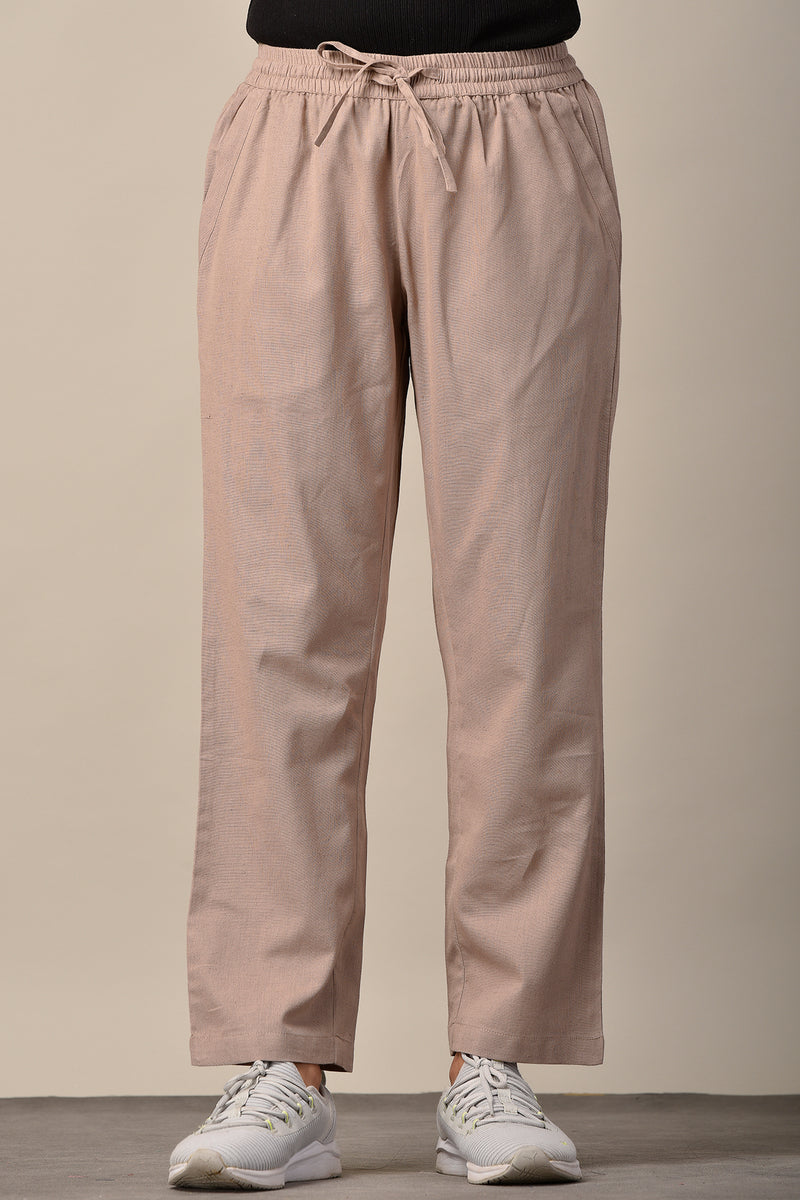 Linen-Cotton Pants Khaki Beige