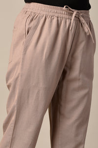 Linen-Cotton Pants Khaki Beige