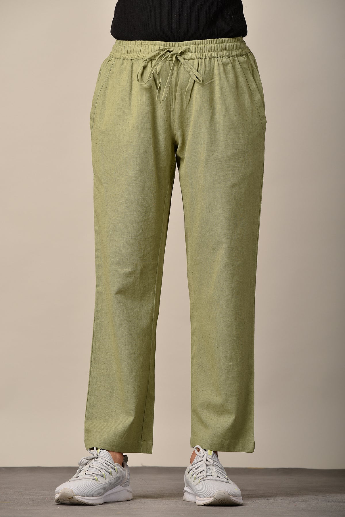 Linen-Cotton Pants Olive Green