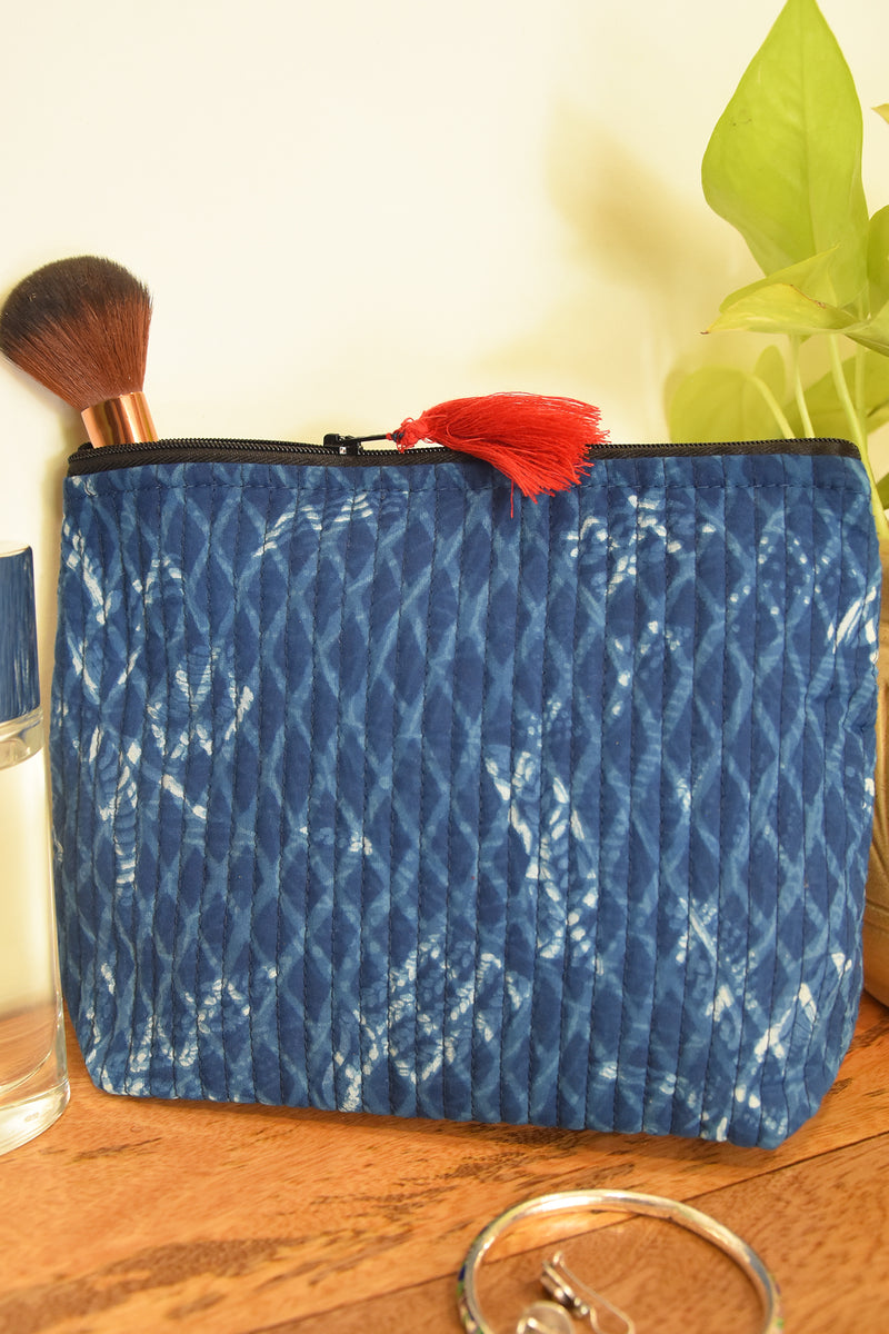 Quilted Small Pouch Bag Indigo