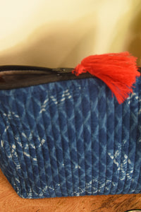 Quilted Small Pouch Bag Indigo