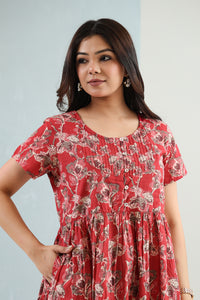 Printed Pintuck Siya Cotton Dress