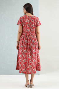 Printed Pintuck Siya Cotton Dress