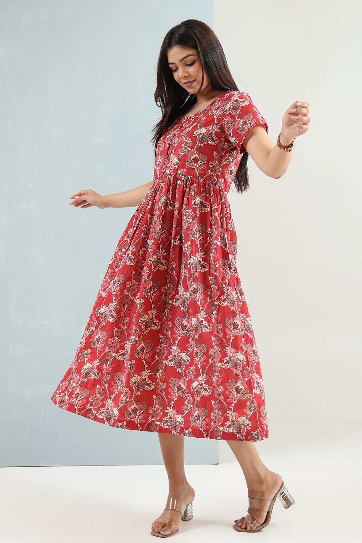 Printed Pintuck Siya Cotton Dress Indirookh Printed Pintuck Siya Cotton Dress Indirookh