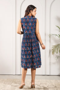 Bagru Printed Mandarin Collar Dress