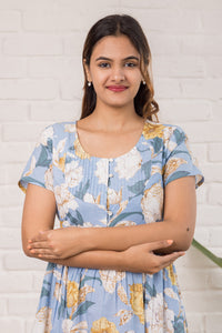 Printed Pintuck Siya Cotton Dress