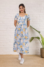 Printed Pintuck Siya Cotton Dress