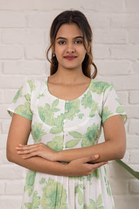 Printed Pintuck Siya Cotton Dress