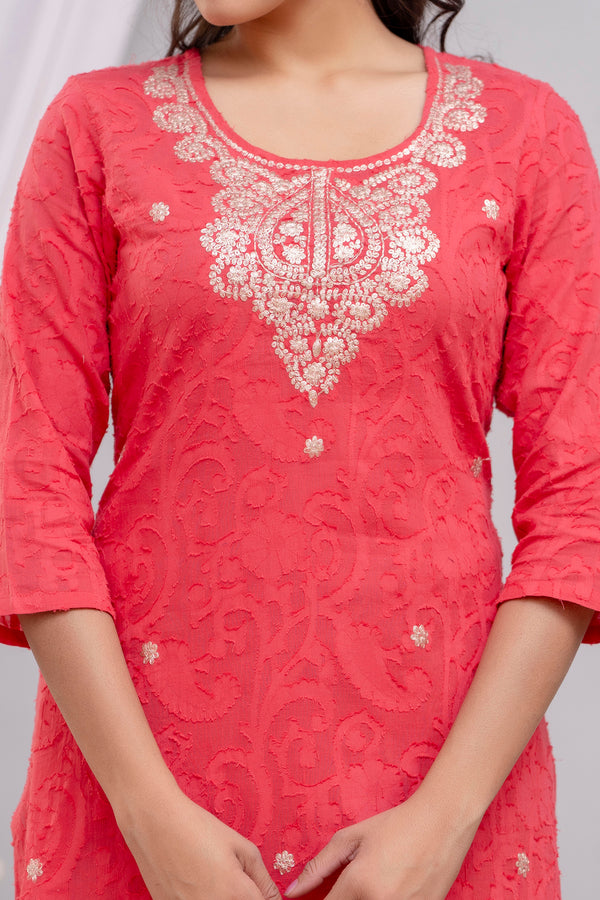 Pittan Work Festive Kurta in Pink