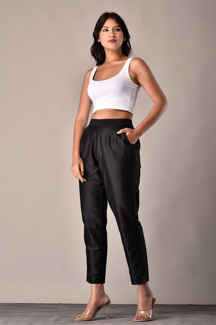 Viscose Blend Pant in Black