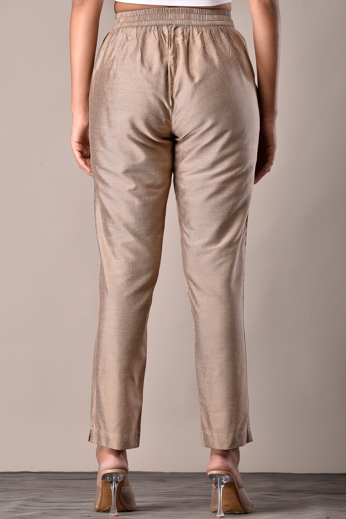 Viscose Blend Pant in Beige