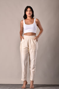 Viscose Blend Pant in Off White