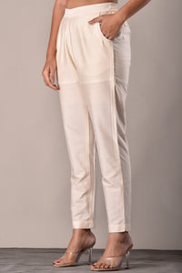 Viscose Blend Pant in Off White