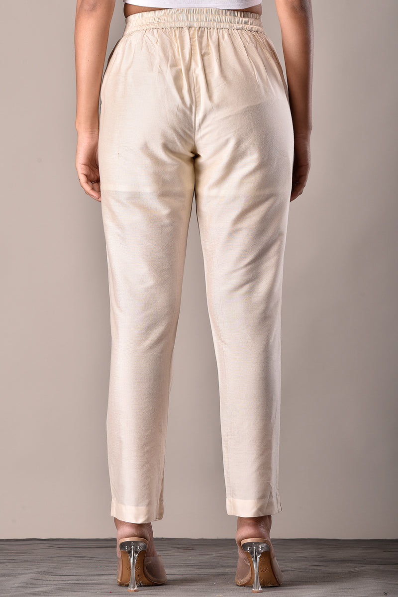 Viscose Blend Pant in Off White