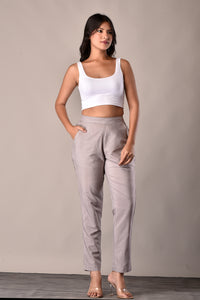 Viscose Blend Pant in Light Grey