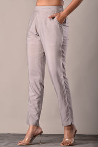 Viscose Blend Pant in Light Grey